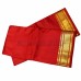 Red Dhoti With Shawl - Silk Golden Border